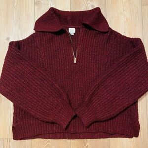 a new day Burgundy Quarter Zip Sweater